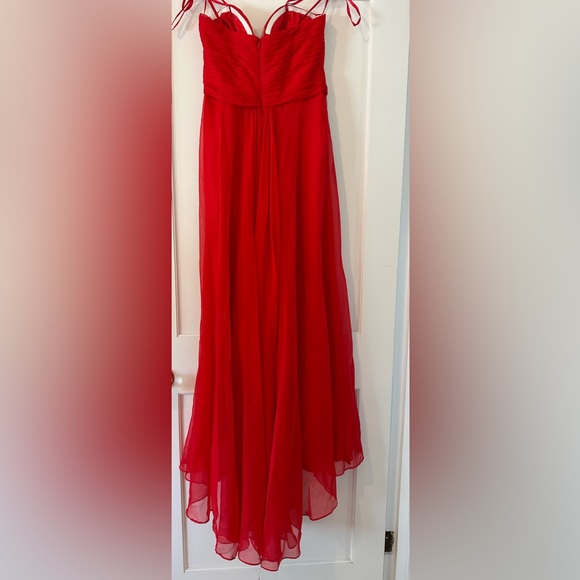 Red strapless chiffon formal dress - Picture 4 of 4